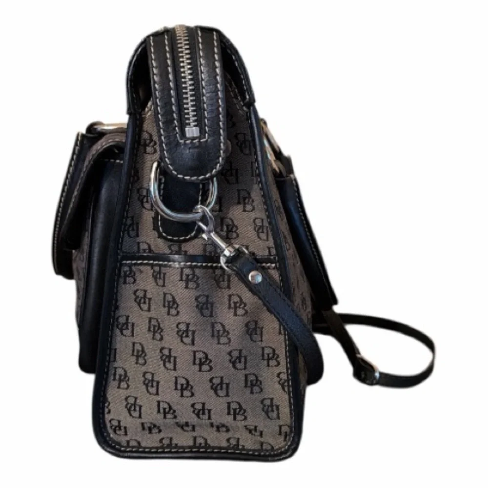 Dooney & Bourke Signature Monogram Double Pocket Satchel/Tote - Picture 3 of 9